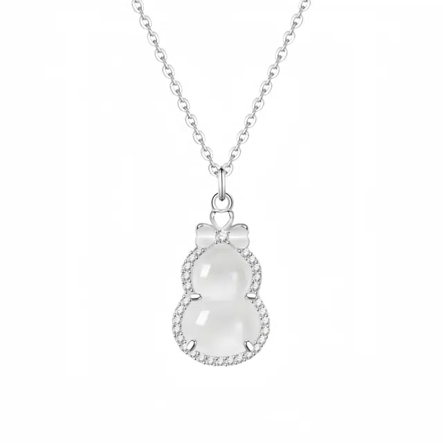 幸囍礼 福禄葫芦锁骨链 清冷感甜美蝴蝶结葫芦锁骨链 国潮轻奢高级感温婉优雅精致颈饰 玉髓 玉石项链 男女同款情侣款