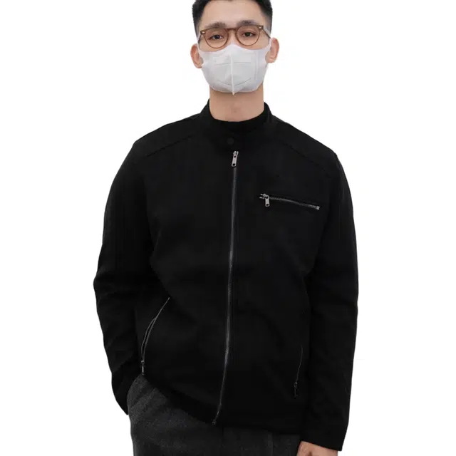 沐诚阳译 合身款麂皮绒立领休闲复古简约长袖夹克外套 男款