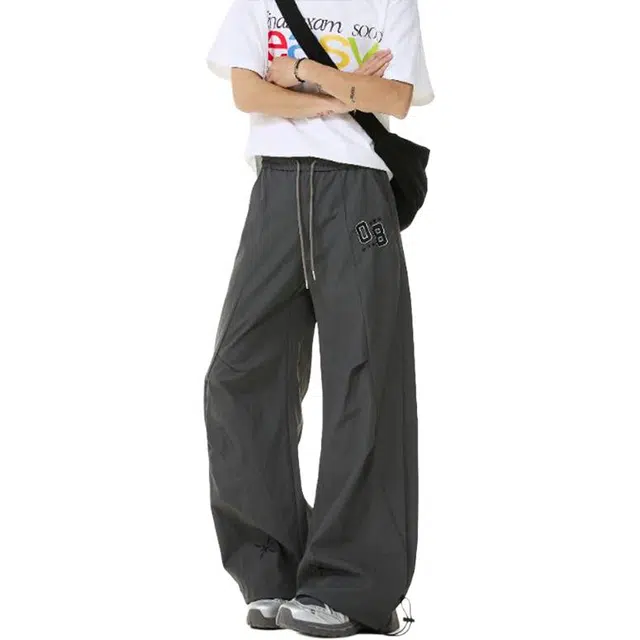 隐狼世家 美式复古星星刺绣裤薄款户外防水速干徒步登山运动裤休闲裤 男款