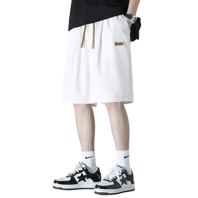 顶峰保罗 冰丝薄款凉感亲肤透气外穿潮牌宽松大码运动篮球速干无性别主义五分裤子时尚百搭休闲短裤 男女同款