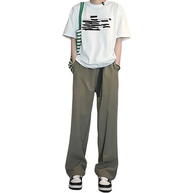 单爵 弯刀裤子薄款速干透气卡扣腰带垂感直筒裤休闲裤 男女同款