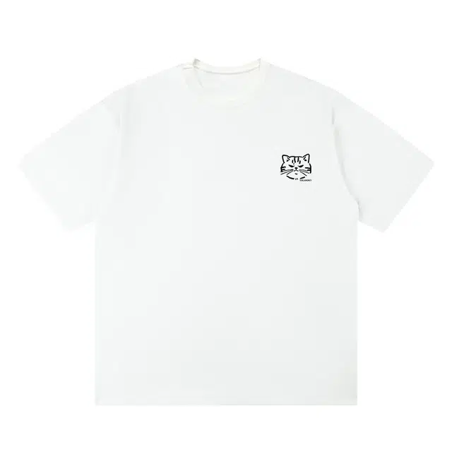 图兰朵 美式速干纯棉重磅基础款卡通简约通勤百搭舒适亲肤柔软圆领套头休闲运动时尚潮流短袖宽松潮牌正肩浅色减龄痞帅打底衣 男女同款