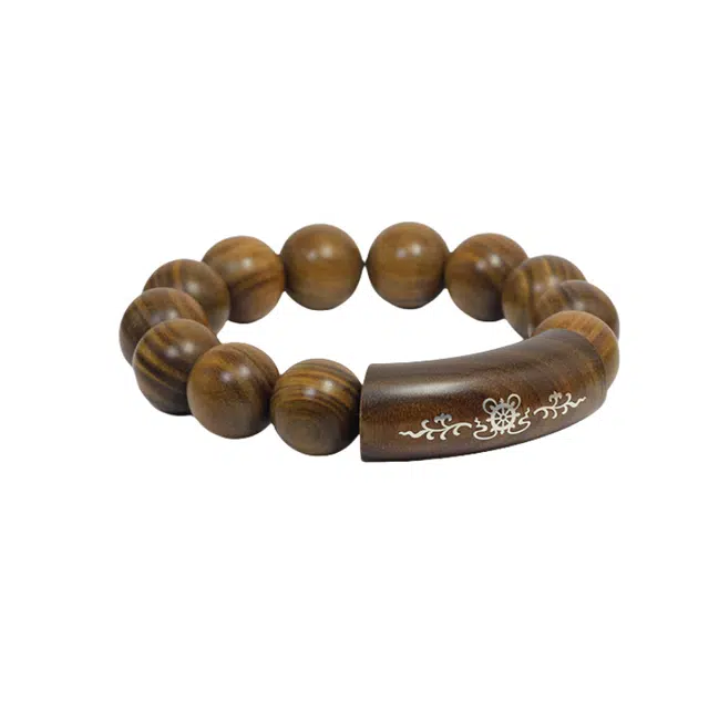 舞依翡 镶银龙凤镶嵌六字真言国风通用#好运 绿檀 手串 男女同款情侣款