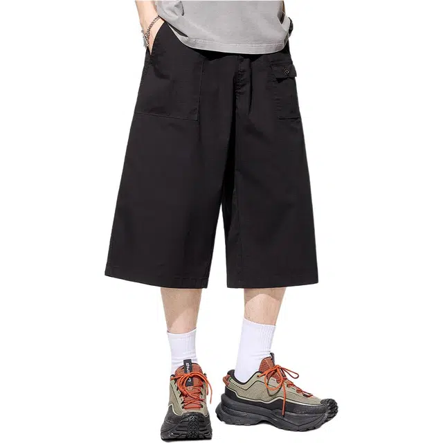 独驰 工装凉感美式复古运动七分裤直筒宽松裤子休闲短裤 男女同款