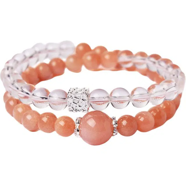 【匠心手作 五色转运】 灵菲 招财吸金水逆退散 新中式原创设计高级感双圈叠戴手饰 #好运天然 白水晶 手串 女款