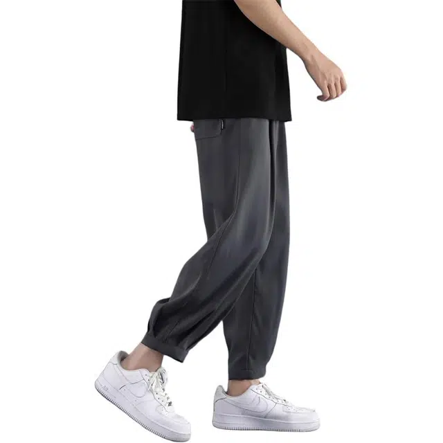 顶峰保罗 冰丝薄款简约百搭运动直筒束脚裤子无性别主义潮牌宽松凉感舒适速干阔腿休闲裤 男女同款