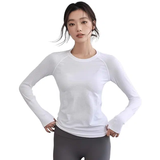 怪力萝莉 修身显瘦高弹运动长袖速干健身衣 女款