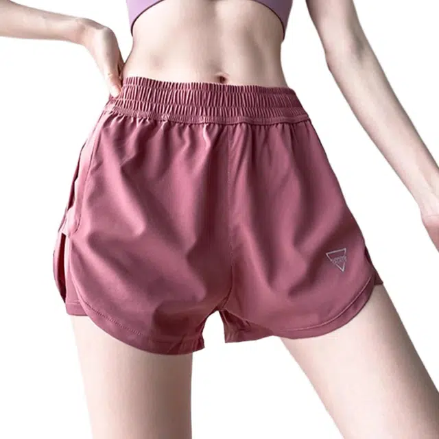 怪力萝莉 假两件防走光健身服速干裤跑步健身瑜伽裤宽松休闲显瘦运动短裤 女款