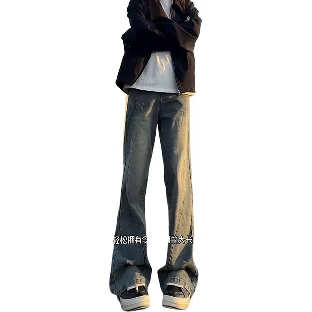 佐菲利 美式高街复古潮流破洞设计百搭高级感直筒牛仔裤 男女同款