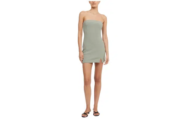 BEC+BRIDGE KARINA STRAPLESS SPLIT MINI DRESS SAGE
