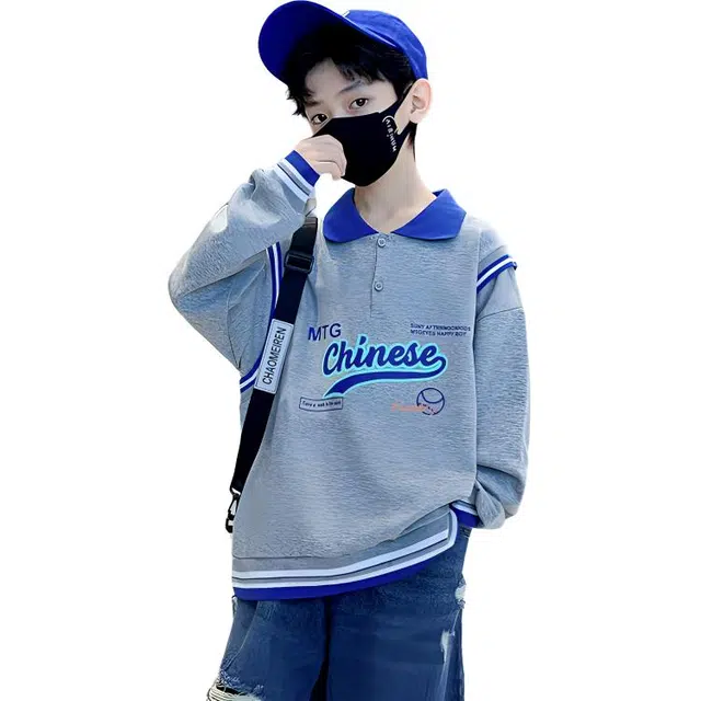 俞兆林卫衣 洋气简约翻领舒适长袖 灰色 儿童款