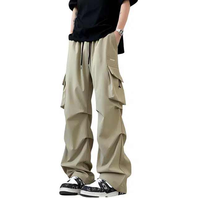 顶峰保罗 美式潮牌宽松纯色直筒休闲裤百搭潮流时尚工装裤 男女同款