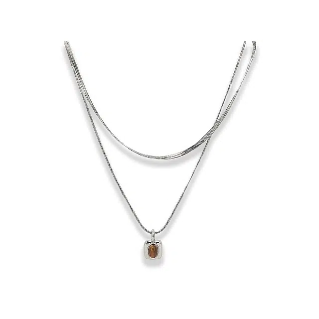 大唐国鼎 双层时尚简约轻奢小众设计森系高级感优雅甜美精致气质可爱温柔浪漫百搭 好运 合金 项链 女款