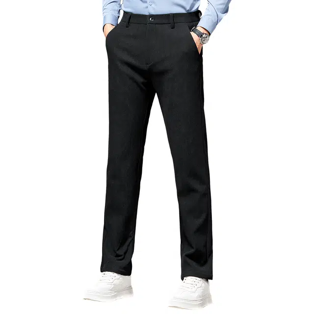 富铤 纯色直筒保暖锁温弹力休闲西装裤 男款