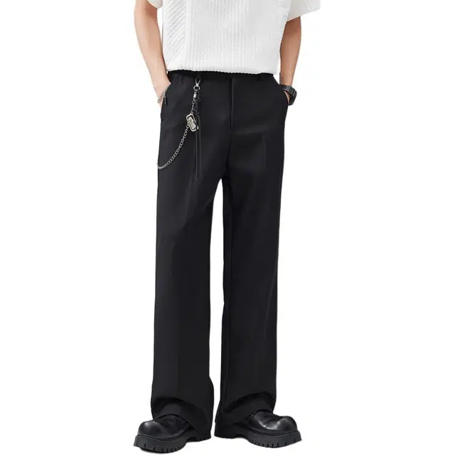 童先森 高街潮牌垂感直筒裤子百搭宽松个性休闲裤 男款