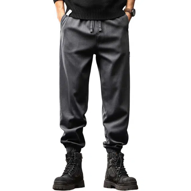 格蓝鹿 美式复古潮牌设计感宽松束脚休闲裤 男款 深灰