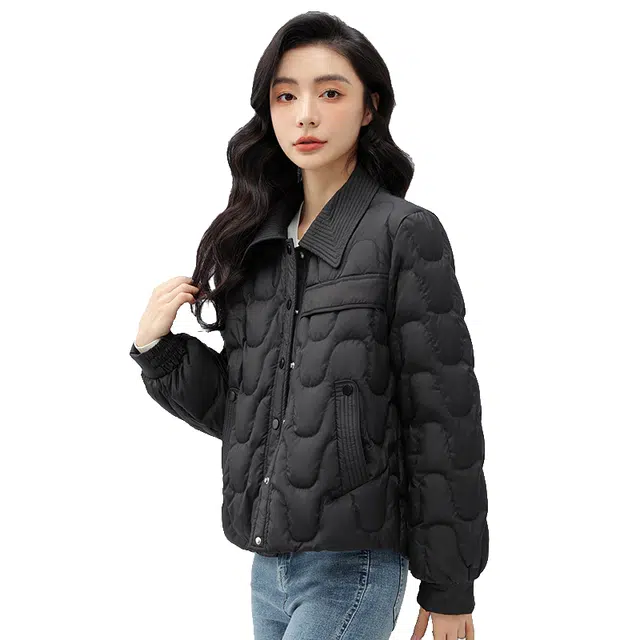 鸭鸭 纯色单排扣通勤薄款甜美时尚休闲通勤外穿百搭羽绒服 女款