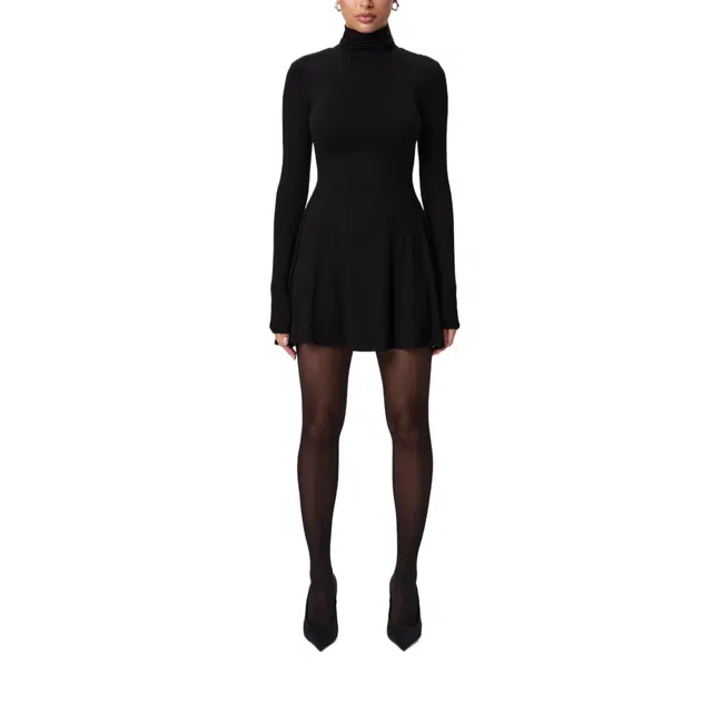 NAKED WARDROBE Turtleneck A-Line Mini Dress NW