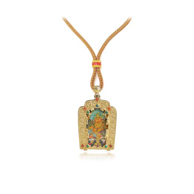 睦珦 好事花生 美飒半手绘西藏黄财神绿度母 你定上岸#好运 合金 项链 男女同款情侣款
