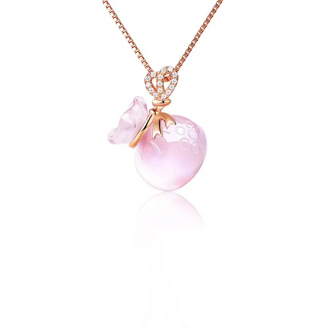 眰恦 招财福袋 浪漫 守护石  小众设计 轻奢风#好运天然 粉水晶 项链 女款