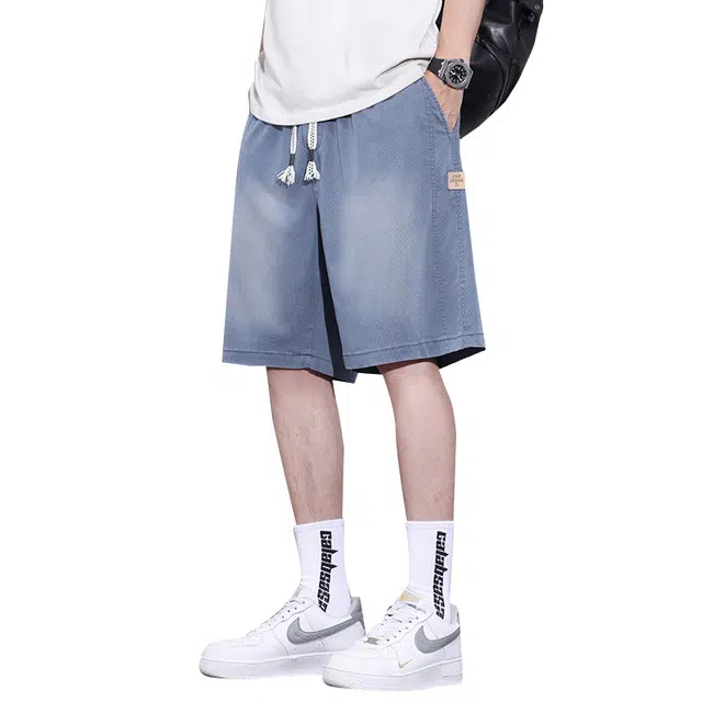 协协乐 冰丝运动时尚百搭五分牛仔短裤 男款