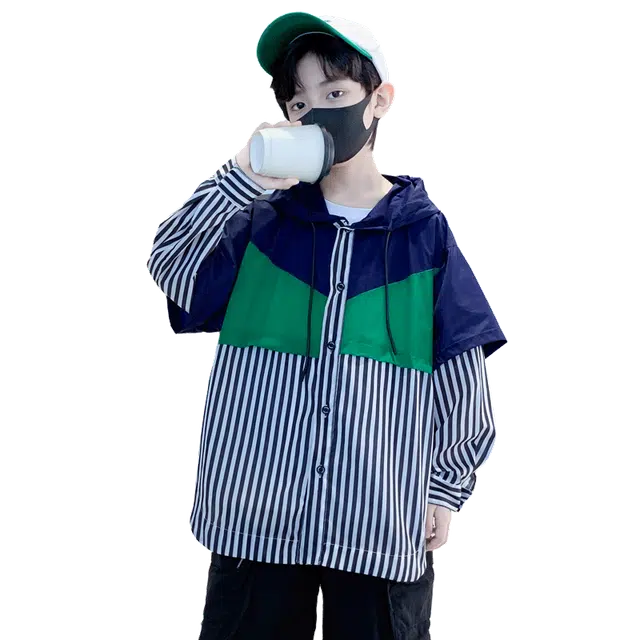 泰迪珍藏防晒服 时髦连帽长袖简约 藏青色 青少年