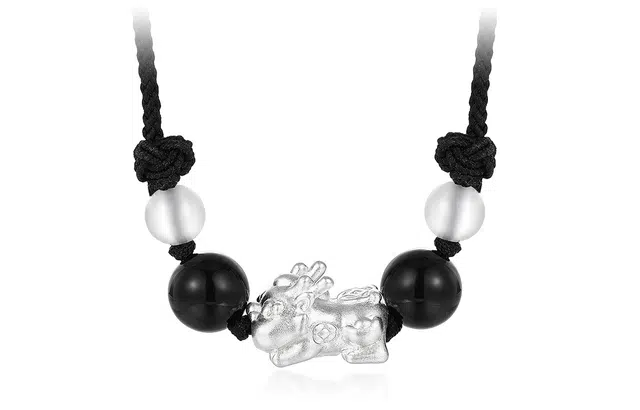 老庙 财运滚滚 貔貅宝宝转运珠编绳颈链新中式国潮时尚百搭#好运 玛瑙 项链 女款