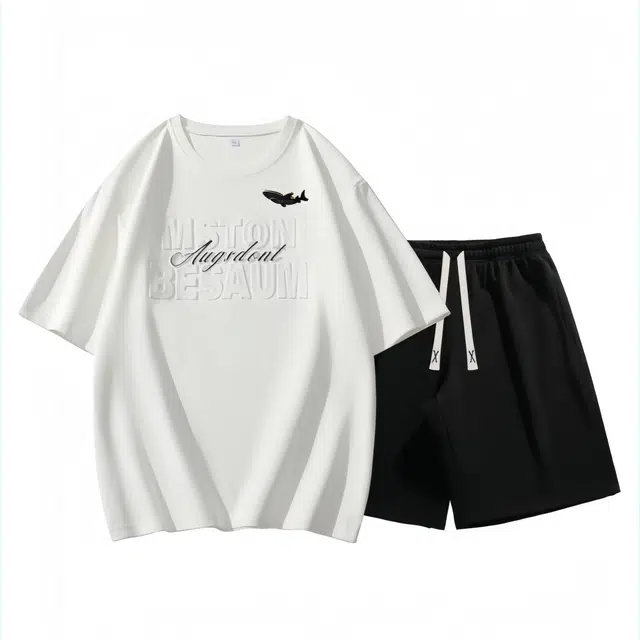 大白鲨 美式潮流钢印设计宽松休闲运动套装 男款