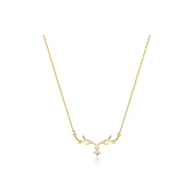 CMFY Deer Antler Pendant Necklace S925 Silver