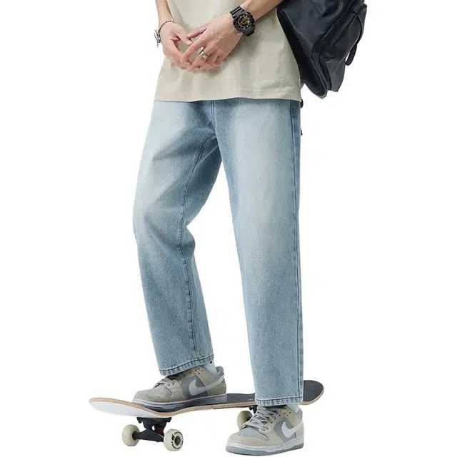 童先森 潮牌百搭休闲宽松牛仔裤 男款