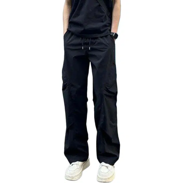 颂希尔 美式机能风速干工装裤夏季薄款潮流褶皱直筒裤户外伞兵休闲裤 男女同款