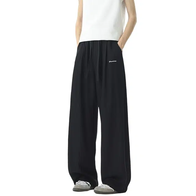 佐菲利 美式垂感夏季潮牌复古阔腿拖地长裤高街薄款褶皱直筒裤休闲裤 男女同款