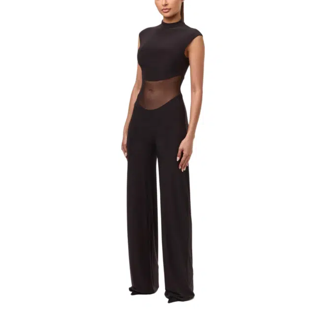 NAKED WARDROBE Mesh Wide Leg Jumpsuit Hourglass