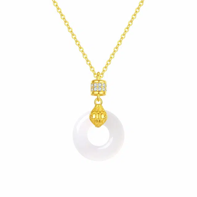 尚仟伊 【蛇来运转】灵蛇平安扣锁骨链轻奢国风经典精致百搭显白小众设计礼盒#好运天然 玉髓 项链 女款