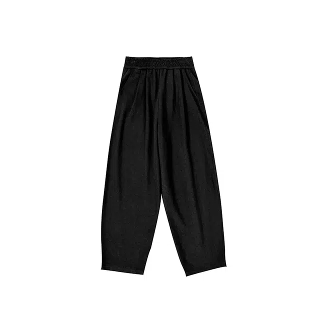 陆与山屿 自然腰通勤纯色哈伦休闲裤 男女同款 黑色