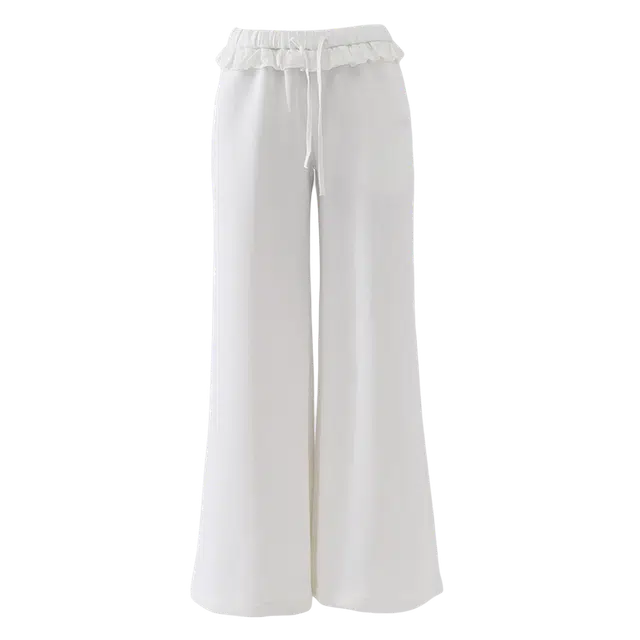 拾籍 合身适中低腰系带阔腿休闲裤 女款