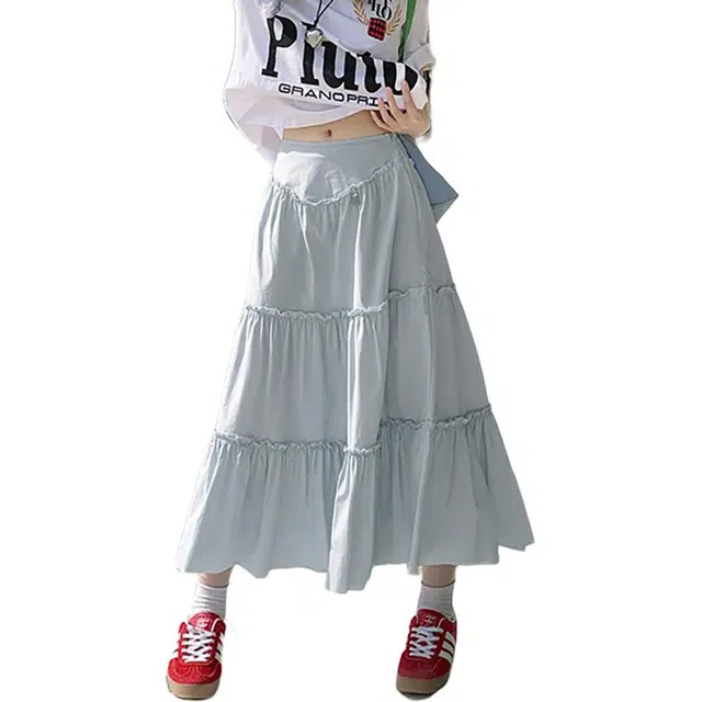 如续 海边野餐褶皱百搭休闲长裙 女款