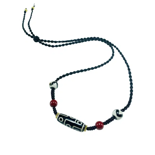 富珠汇 招财纳福 平安顺遂 天珠 新中式国潮佛系手工编织绳  平安喜乐诸事顺利 好运 玛瑙 项链 男女同款情侣款