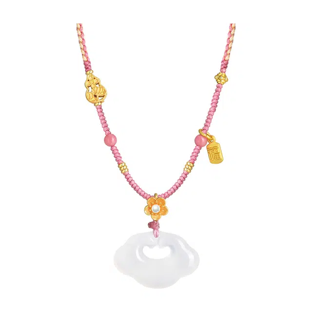 恋朵 时尚新中式 祥云如意平安锁 诸事顺利 平安喜乐 小众优雅 #好运 玉髓 项链 女款