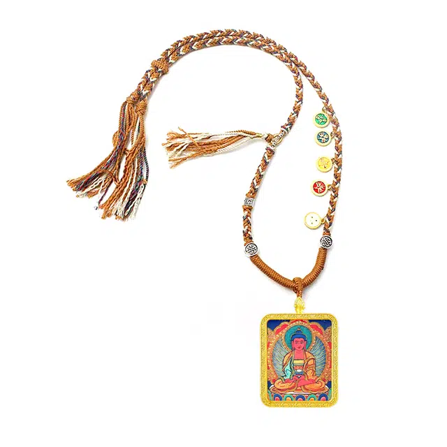 【蛇年本命佛】 玉临门 八方来财 多财多福 双面浮雕五爷 守护神 双面描金手绘唐卡 #好运 合金 项链 男女同款情侣款