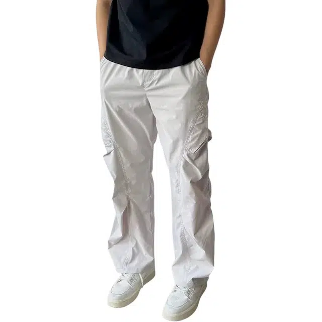 北欧攻略 速干透气轻薄舒适降落伞裤户外登山运动防蚊裤打褶设计直筒工装裤显瘦休闲裤 男女同款