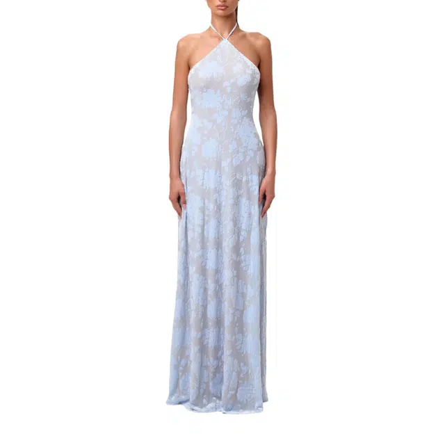 NAKED WARDROBE Burnout Print Halter Maxi Dress