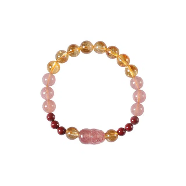 【到手两件】 琉堇 桃花找运来 转运旺人缘可爱小众轻奢精致萌趣高级新中式学院风招财貔貅吸金财神手机贴#好运天然 黄水晶 手串 女款