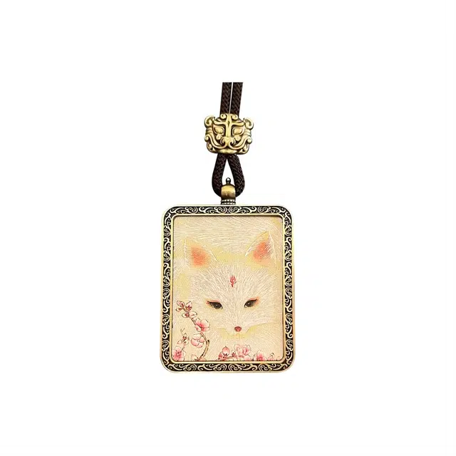 玉临门 九尾狐 国风藏式唐卡 小众复古民族风编绳配饰 合金 项链 男女同款情侣款 礼盒