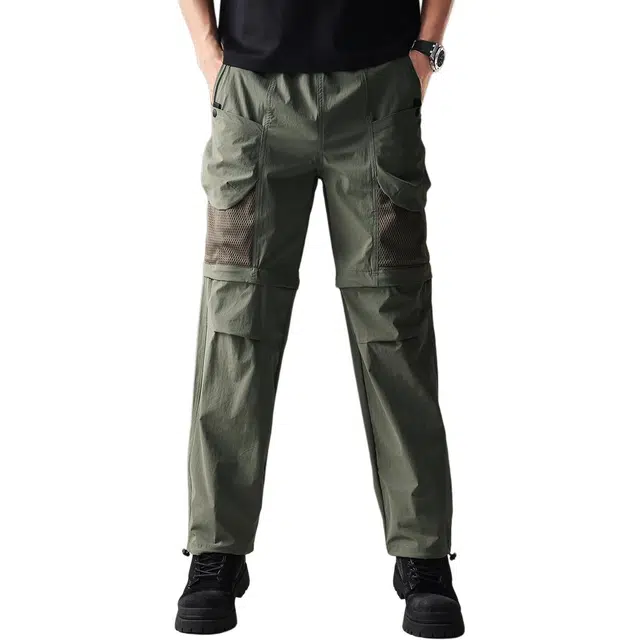 贵色 美式直筒宽松阔腿松紧裤脚设计感可拆卸个性时尚潮流英伦风高街外穿舒适百搭运动裤长裤休闲裤 男女同款