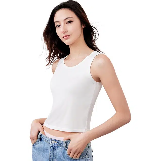 曼妮芬 带胸垫舒适纯色简约背心 女款