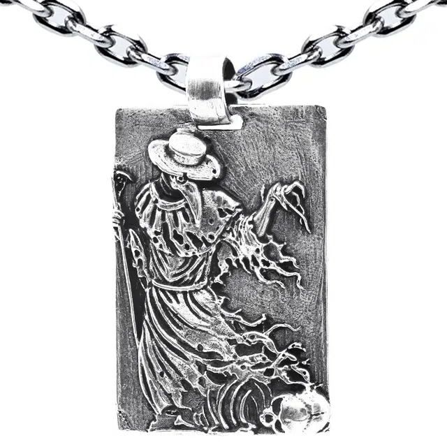【可定制刻字】 白木黑冰 死神牌 新中式时尚潮流风格小众设计高级感 银铜合金 项链 男款 礼盒