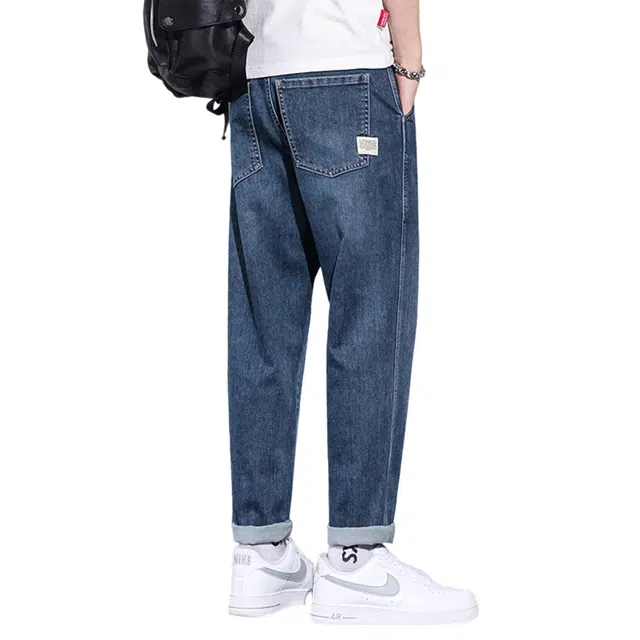顶峰保罗 无性别主义美式潮流水洗做旧宽松直筒潮牌薄款休闲设计感长裤子时尚百搭牛仔裤 男女同款