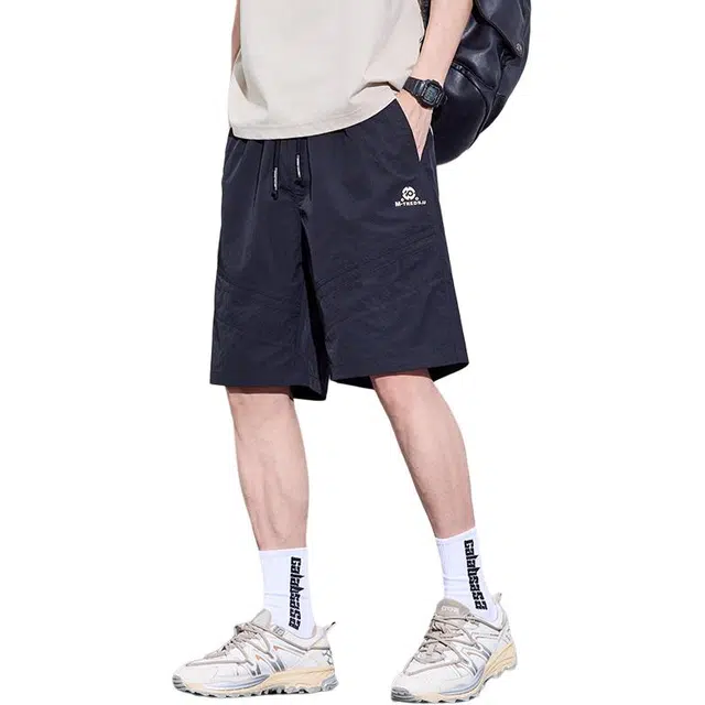 协协乐 凉感透气薄款速干美式高街潮牌宽松直筒运动百搭工装五分裤子休闲短裤 男款