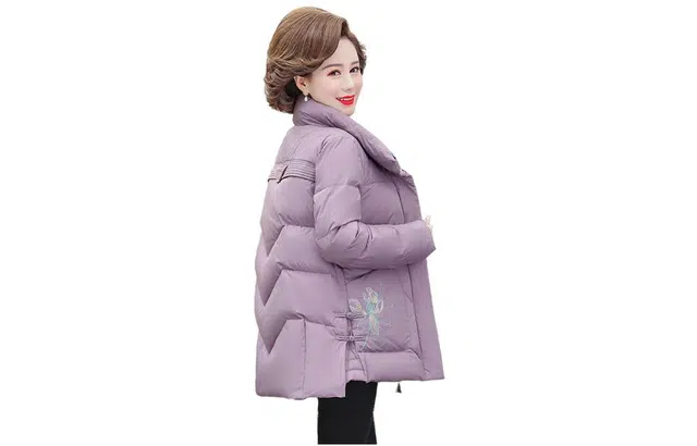 鸭鸭 纯色立领拉链羽绒服 女款